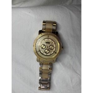 King Master Men's Gold Tone Stainless Steel Watch Genuine Diamond Accents